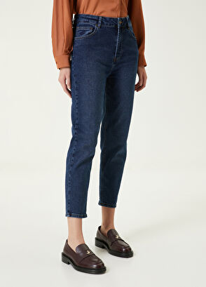 Beymen Club Slim Mom Fit Koyu Mavi Jean Pantolon - 3