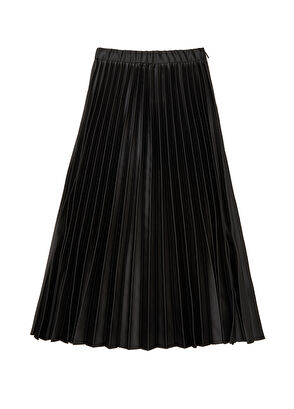 Beymen Club Siyah Pileli Midi Saten Etek - 6