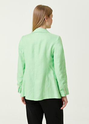Beymen Club Yeşil Kırlangıç Yaka Kruvaze Keten Blazer - 5