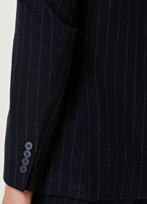 Beymen Club Lacivert Çizgili Yün Ceket - 7