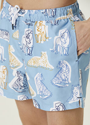 Beymen Club Mavi Aslan Figürlü Mayo - 6