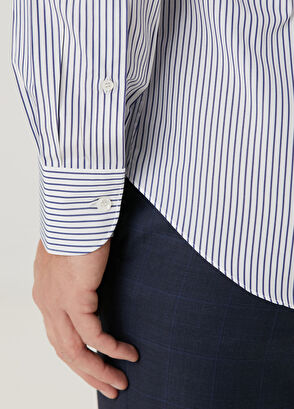 Fray Byron Lacivert Çizgi Desenli Gömlek - 6