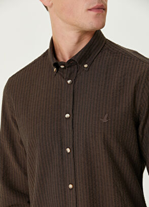 Slim Fit Dark Brown Embossed Textured Shirt Beymen Club Slim Fit Dark Brown Embossed Textured Shirt - 6