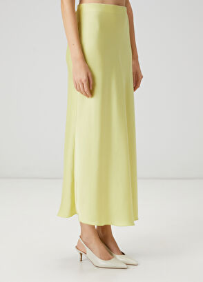 Beymen Club Neon Yellow Maxi A-Line Satin Skirt - 4