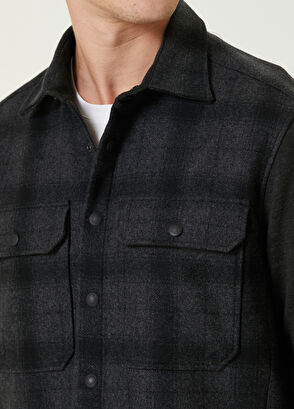 Beymen Club Siyah Ekose Desen Detaylı Yün Dış Gömlek - 6