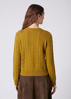 Beymen Club Oil Green Cable Knit Wool Cardigan - 7