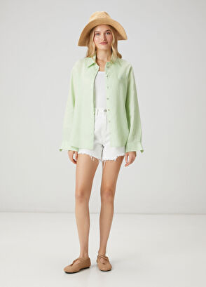 Beymen Club Yeşil Keten Gömlek - 4