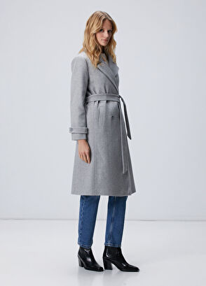 Gri Kuşaklı Uzun Manto - Görsel 5