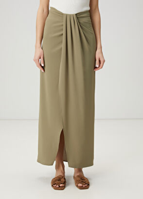 Beymen Club Açık Haki Drapeli Midi Anvelop Etek - 3