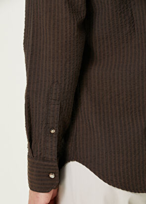 Slim Fit Dark Brown Embossed Textured Shirt Beymen Club Slim Fit Dark Brown Embossed Textured Shirt - 7