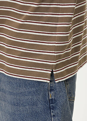 Beymen Club Relax Fit Kahverengi Çizgi Desenli T-shirt - 7