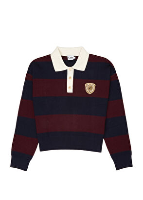 Beymen Club Burgundy Navy Blue Striped Polo Knitwear - 6