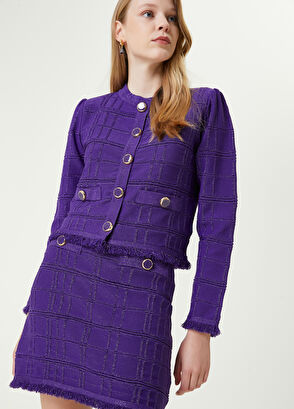 Beymen Club Mor Simli Kareli Mini Etek - 8