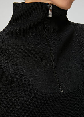 Beymen Club Siyah Simli Midi Elbise - 6