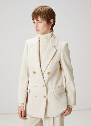 Beymen Club Ekru Fitilli Kruvaze Blazer - 4