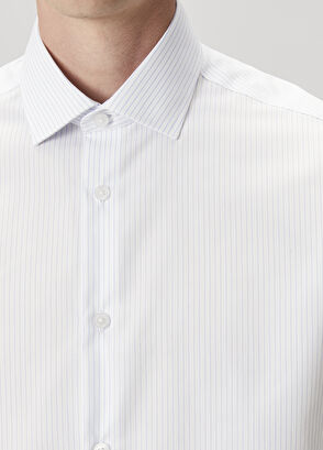 Beymen Club Comfort Fit Non Iron Mavi Beyaz Çizgili Gömlek - 7