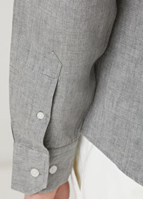 Beymen Club Gri Comfort Fit Keten Gömlek - 8