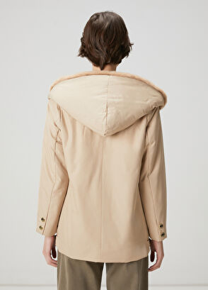 Beymen Club Bej Kapüşonlu Kruvaze Kaban - 5