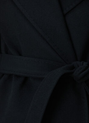 Siyah Punto Detaylı Astarlı Basic Kaşe Manto - Görsel 7