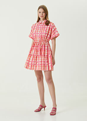 Beymen Club Pembe Ekoseli Mini Gömlek Elbise - 3