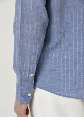 Beymen Club Comfort Fit Blue Linen Shirt - 7