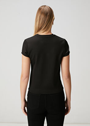 Beymen Club Siyah Hotfix Köpek Detaylı T-shirt - 5