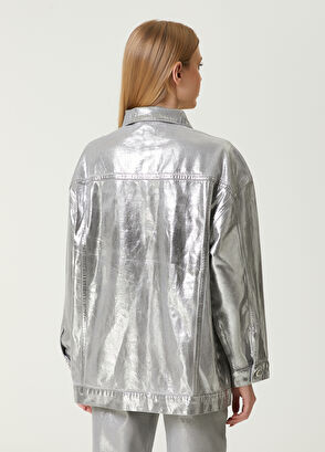 Beymen Club Silver Varaklı Oversize Denim Ceket - 7