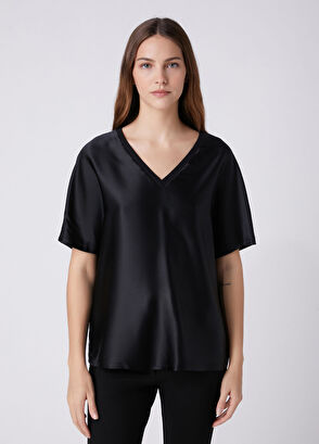 Beymen Club Black Silk T-Shirt - 5