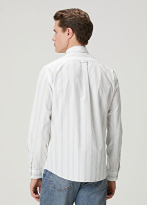 Beymen Club Comfort Fit Mavi Beyaz Çizgili Oxford Gömlek - 5