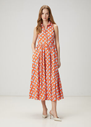 Beymen Club Mercan Desenli Midi Gömlek Elbise - 3