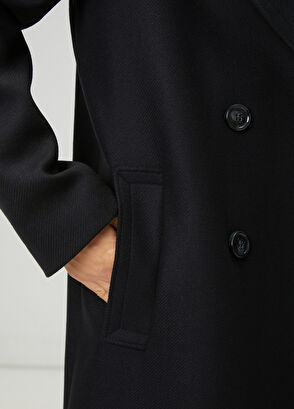 Beymen Club Dark Navy Blue Double-Breasted Wool Coat - 6