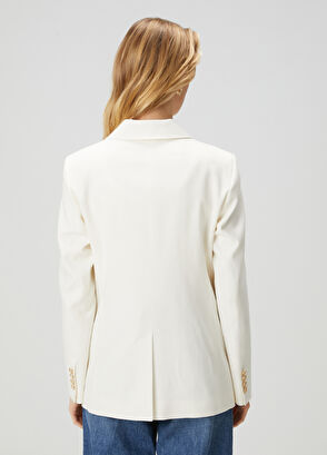 Beymen Club Kırık Beyaz Kruvaze Keten Blazer - 7