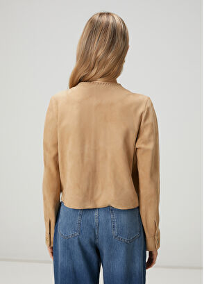 Beymen Club Bej El İşi Detaylı Deri Mont - 5