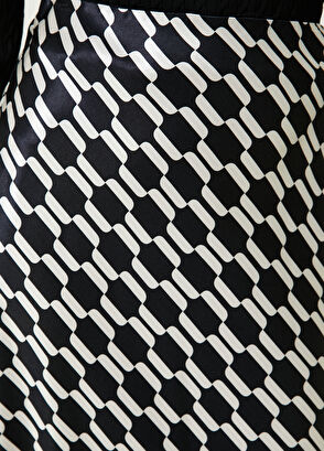 Beymen Club Siyah Desenli Midi Saten Evaze Etek - 4