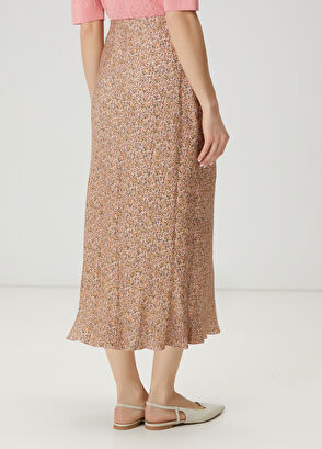 Beymen Club Pink Floral Midi Satin Skirt - 5