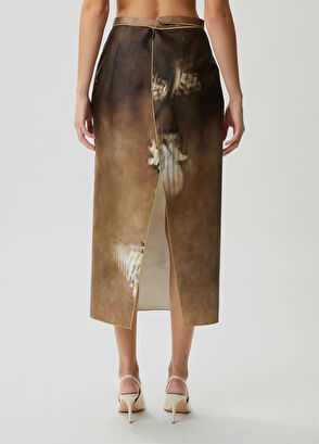 Beymen Club Dark Beige Floral Long Tube Skirt - 4