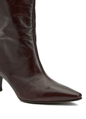 Kahverengi Kadın Deri Çizme - Görsel 7