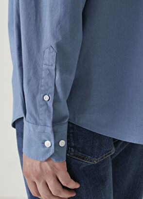 Beymen Club Comfort Fit Blue Gabardine Texture Shirt - 7