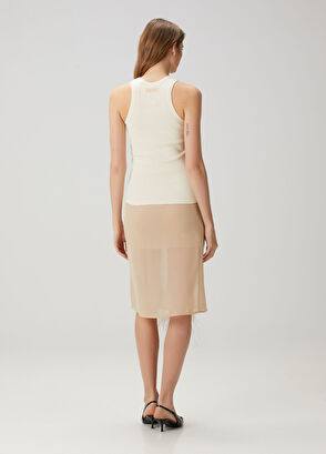 The Attico Krem İşlemeli Midi Kokteyl Elbise - 4