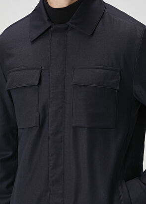 Lacivert Yün Flanel Dış Gömlek - Görsel 7