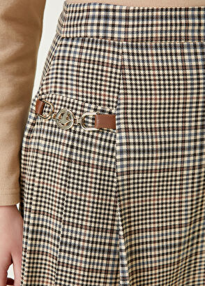 Beymen Club Beige Plaid Shorts Skirt - 4