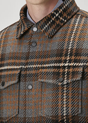 Beymen Club Kahverengi Ekose Desenli Yün Dış Gömlek - 7