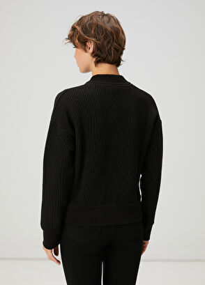 Beymen Club Black Ottoman Textured Wool Bomber Jacket - 5