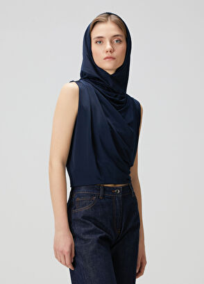 Magda Butrym Lacivert Drapeli Bluz - 3