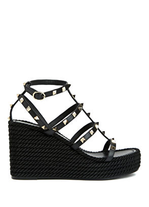 Rockstud Siyah Kadın Deri Espadril - Görsel 7