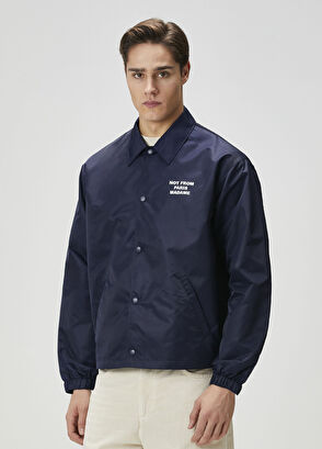 Drôle De Monsieur Lacivert Logo Baskılı Mont - 3