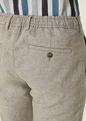 Beymen Club Bej Duble Paça Keten Pantolon - 5