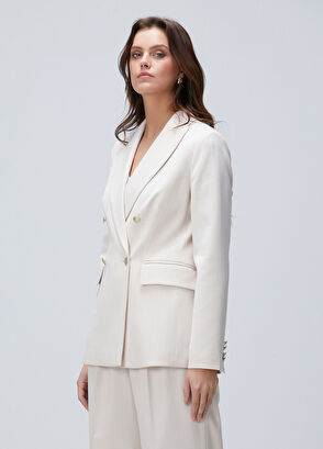 Network Bej Çizgili Blazer Ceket - 4