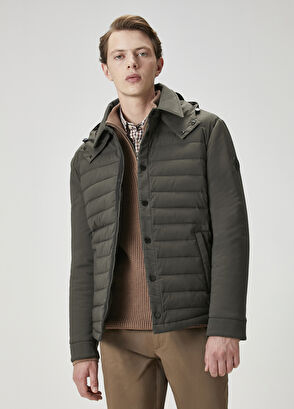 Beymen Club Haki Kapüşonlu Kapitoneli Mont - 3