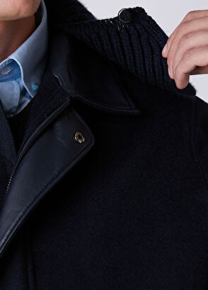 Beymen Club Navy Blue Wool Cachet Coat With Removable Sweater - 7